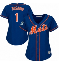 Womens Majestic New York Mets 1 Amed Rosario Authentic Royal Blue Alternate Home Cool Base MLB Jersey 