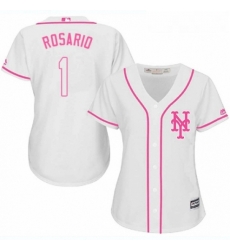 Womens Majestic New York Mets 1 Amed Rosario Authentic White Fashion Cool Base MLB Jersey 
