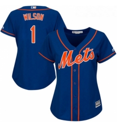 Womens Majestic New York Mets 1 Mookie Wilson Authentic Royal Blue Alternate Home Cool Base MLB Jersey