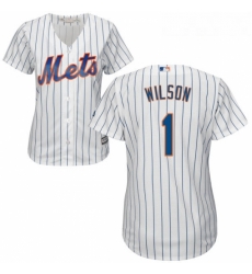 Womens Majestic New York Mets 1 Mookie Wilson Authentic White Home Cool Base MLB Jersey