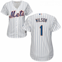 Womens Majestic New York Mets 1 Mookie Wilson Authentic White Home Cool Base MLB Jersey