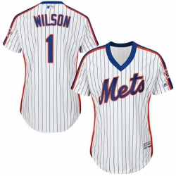 Womens Majestic New York Mets 1 Mookie Wilson Replica White Alternate Cool Base MLB Jersey