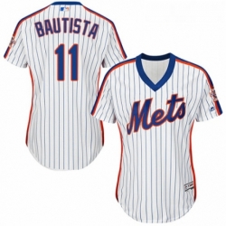 Womens Majestic New York Mets 11 Jose Bautista Authentic White Alternate Cool Base MLB Jersey 