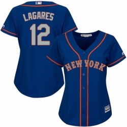 Womens Majestic New York Mets 12 Juan Lagares Authentic Royal Blue Alternate Road Cool Base MLB Jersey