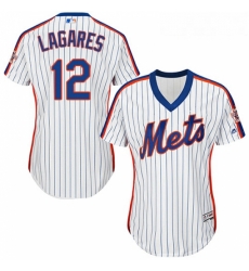 Womens Majestic New York Mets 12 Juan Lagares Authentic White Alternate Cool Base MLB Jersey