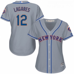 Womens Majestic New York Mets 12 Juan Lagares Replica Grey Road Cool Base MLB Jersey
