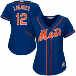 Womens Majestic New York Mets 12 Juan Lagares Replica Royal Blue Alternate Home Cool Base MLB Jersey