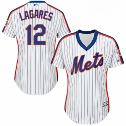 Womens Majestic New York Mets 12 Juan Lagares Replica White Alternate Cool Base MLB Jersey