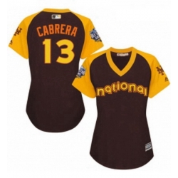 Womens Majestic New York Mets 13 Asdrubal Cabrera Authentic Brown 2016 All Star National League BP Cool Base MLB Jersey