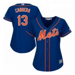 Womens Majestic New York Mets 13 Asdrubal Cabrera Authentic Royal Blue Alternate Home Cool Base MLB Jersey