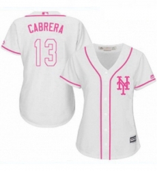 Womens Majestic New York Mets 13 Asdrubal Cabrera Authentic White Fashion Cool Base MLB Jersey