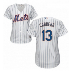 Womens Majestic New York Mets 13 Asdrubal Cabrera Authentic White Home Cool Base MLB Jersey