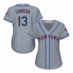Womens Majestic New York Mets 13 Asdrubal Cabrera Replica Grey Road Cool Base MLB Jersey