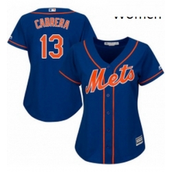Womens Majestic New York Mets 13 Asdrubal Cabrera Replica Royal Blue Alternate Home Cool Base MLB Jersey