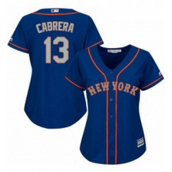 Womens Majestic New York Mets 13 Asdrubal Cabrera Replica Royal Blue Alternate Road Cool Base MLB Jersey