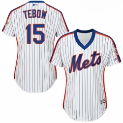 Womens Majestic New York Mets 15 Tim Tebow Authentic White Alternate Cool Base MLB Jersey