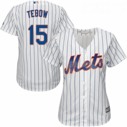 Womens Majestic New York Mets 15 Tim Tebow Authentic White Home Cool Base MLB Jersey