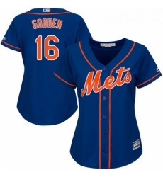 Womens Majestic New York Mets 16 Dwight Gooden Authentic Royal Blue Alternate Home Cool Base MLB Jersey
