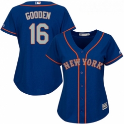 Womens Majestic New York Mets 16 Dwight Gooden Replica Royal Blue Alternate Road Cool Base MLB Jersey