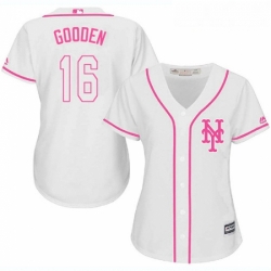Womens Majestic New York Mets 16 Dwight Gooden Replica White Fashion Cool Base MLB Jersey