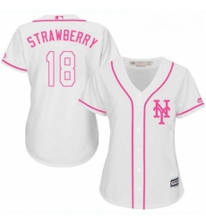 Womens Majestic New York Mets 18 Darryl Strawberry Replica White Fashion Cool Base MLB Jersey