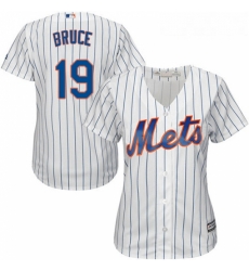 Womens Majestic New York Mets 19 Jay Bruce Authentic White Home Cool Base MLB Jersey 
