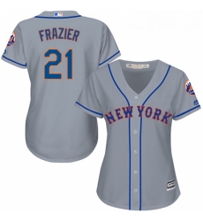 Womens Majestic New York Mets 21 Todd Frazier Replica Grey Road Cool Base MLB Jersey 