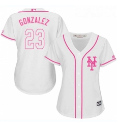 Womens Majestic New York Mets 23 Adrian Gonzalez Authentic White Fashion Cool Base MLB Jersey 