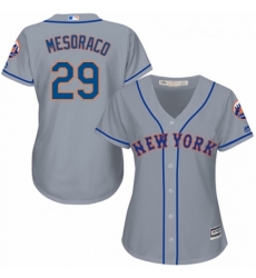 Womens Majestic New York Mets 29 Devin Mesoraco Authentic Grey Road Cool Base MLB Jersey 