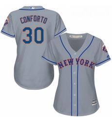 Womens Majestic New York Mets 30 Michael Conforto Replica Grey Road Cool Base MLB Jersey