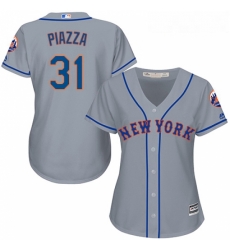 Womens Majestic New York Mets 31 Mike Piazza Authentic Grey Road Cool Base MLB Jersey