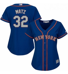 Womens Majestic New York Mets 32 Steven Matz Authentic Royal Blue Alternate Road Cool Base MLB Jersey