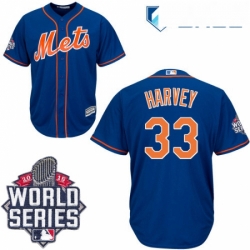 Womens Majestic New York Mets 33 Matt Harvey Authentic Blue 2015 World Series MLB Jersey