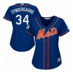 Womens Majestic New York Mets 34 Noah Syndergaard Authentic Royal Blue 2017 Spring Training Cool Base MLB Jersey