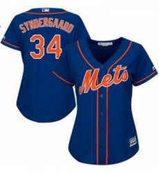 Womens Majestic New York Mets 34 Noah Syndergaard Authentic Royal Blue Alternate Home Cool Base MLB Jersey