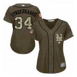Womens Majestic New York Mets 34 Noah Syndergaard Replica Green Salute to Service MLB Jersey