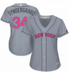 Womens Majestic New York Mets 34 Noah Syndergaard Replica Grey Mothers Day Cool Base MLB Jersey