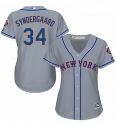 Womens Majestic New York Mets 34 Noah Syndergaard Replica Grey Road Cool Base MLB Jersey