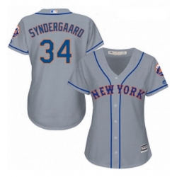 Womens Majestic New York Mets 34 Noah Syndergaard Replica Grey Road Cool Base MLB Jersey