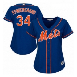Womens Majestic New York Mets 34 Noah Syndergaard Replica Royal Blue Alternate Home Cool Base MLB Jersey