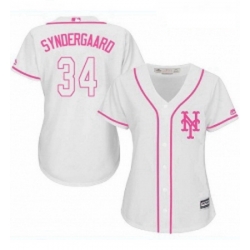 Womens Majestic New York Mets 34 Noah Syndergaard Replica White Fashion Cool Base MLB Jersey