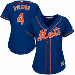 Womens Majestic New York Mets 4 Lenny Dykstra Authentic Royal Blue Alternate Home Cool Base MLB Jersey