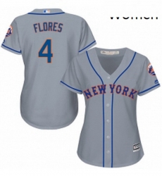Womens Majestic New York Mets 4 Wilmer Flores Authentic Grey Road Cool Base MLB Jersey