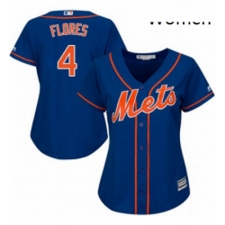 Womens Majestic New York Mets 4 Wilmer Flores Authentic Royal Blue Alternate Home Cool Base MLB Jersey
