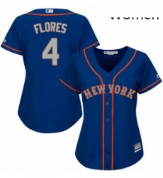 Womens Majestic New York Mets 4 Wilmer Flores Authentic Royal Blue Alternate Road Cool Base MLB Jersey