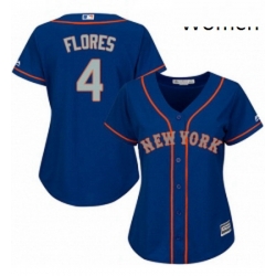 Womens Majestic New York Mets 4 Wilmer Flores Authentic Royal Blue Alternate Road Cool Base MLB Jersey