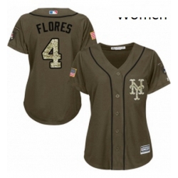 Womens Majestic New York Mets 4 Wilmer Flores Replica Green Salute to Service MLB Jersey