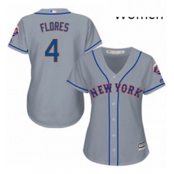 Womens Majestic New York Mets 4 Wilmer Flores Replica Grey Road Cool Base MLB Jersey