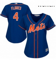 Womens Majestic New York Mets 4 Wilmer Flores Replica Royal Blue Alternate Home Cool Base MLB Jersey