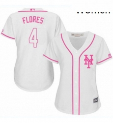 Womens Majestic New York Mets 4 Wilmer Flores Replica White Fashion Cool Base MLB Jersey